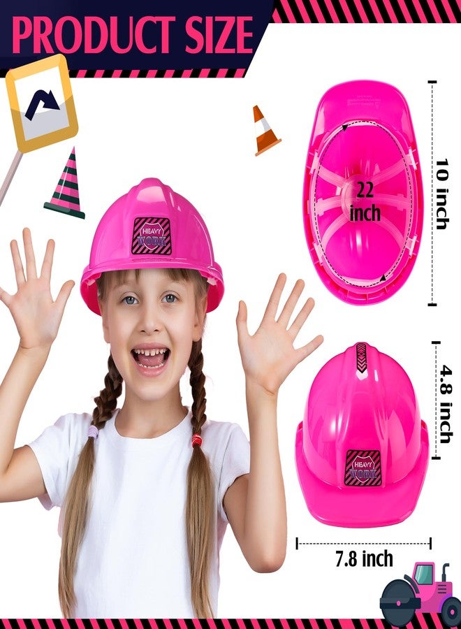 Cutecrop 6 Pcs Construction Hats Plastic Hard Hat Construction Worker Hat Helmet for Girl Boy Engineer Building Theme Party (Pink) - Image 2
